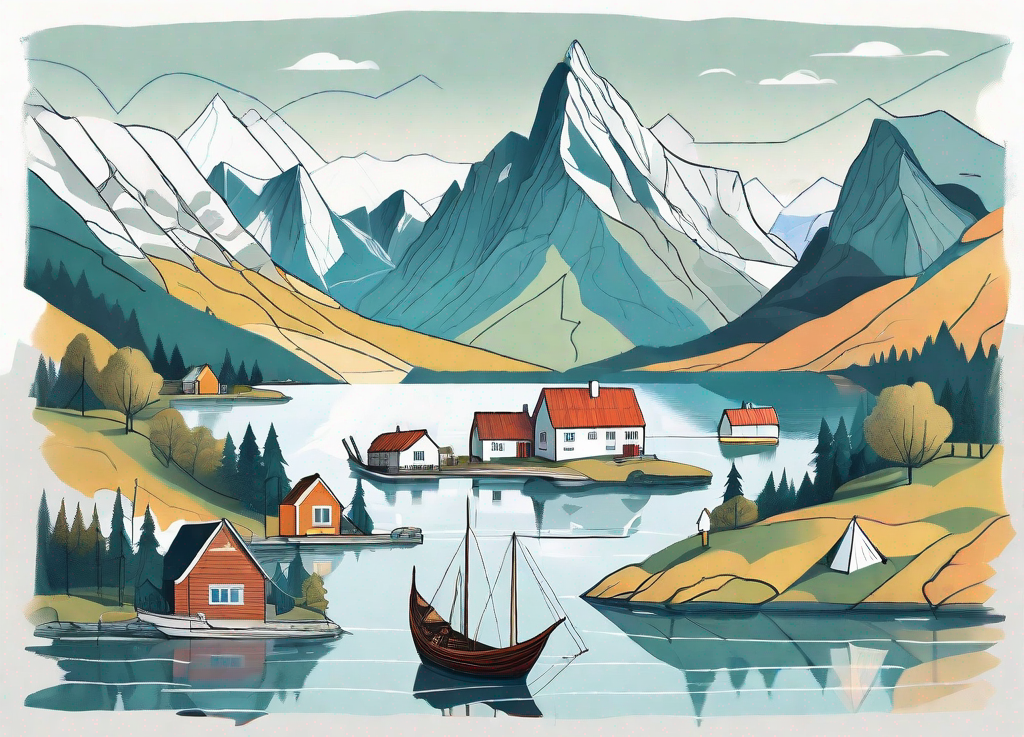 A picturesque scandinavian landscape featuring iconic landmarks such as fjords