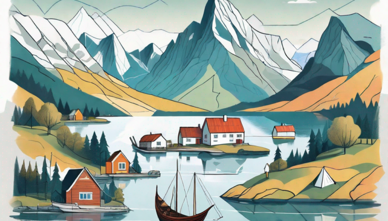 A picturesque scandinavian landscape featuring iconic landmarks such as fjords